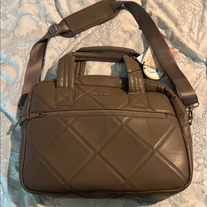 Max Studio Brown Quilted Laptop Bag